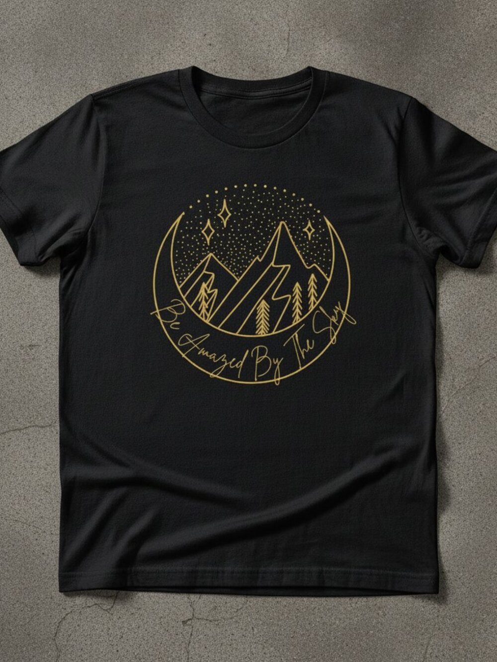 Be Amazed By The Sky Mountain Graphic T-Shirt Nature Lover Hiking Tee Celestial